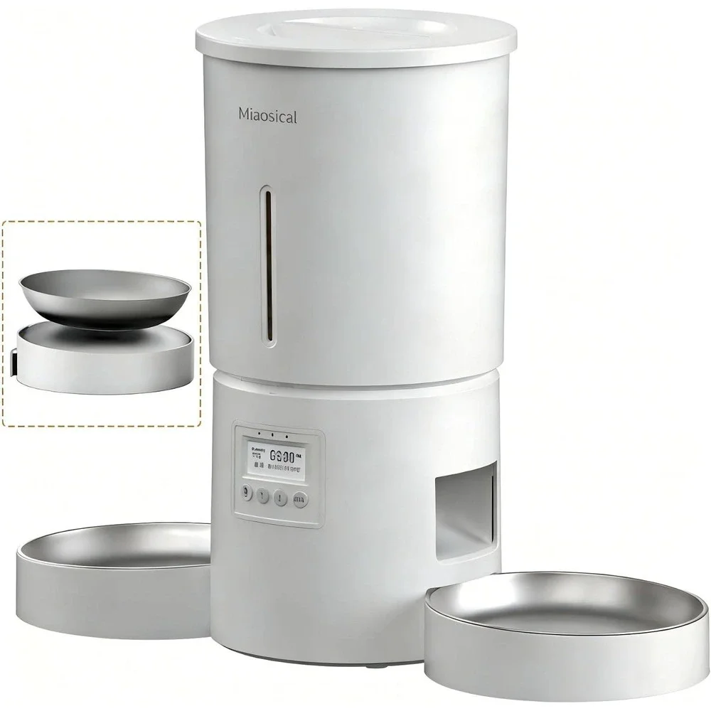Miaosical Automatic Pet Feeder White SC-A80K Dual Bowl Voice Record Smart Feeder
